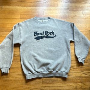 Hard Rock  Authenic Unisex Classic Logo  Grey Sweatshirt Large